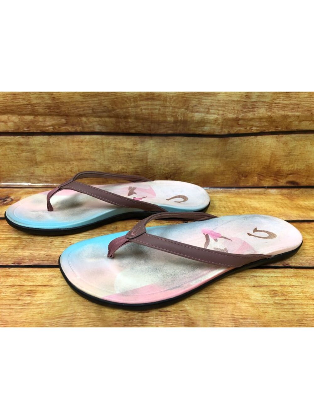 Olukai Womens 7 Ho'opio Pae Ash Rose Pae Flip Flops